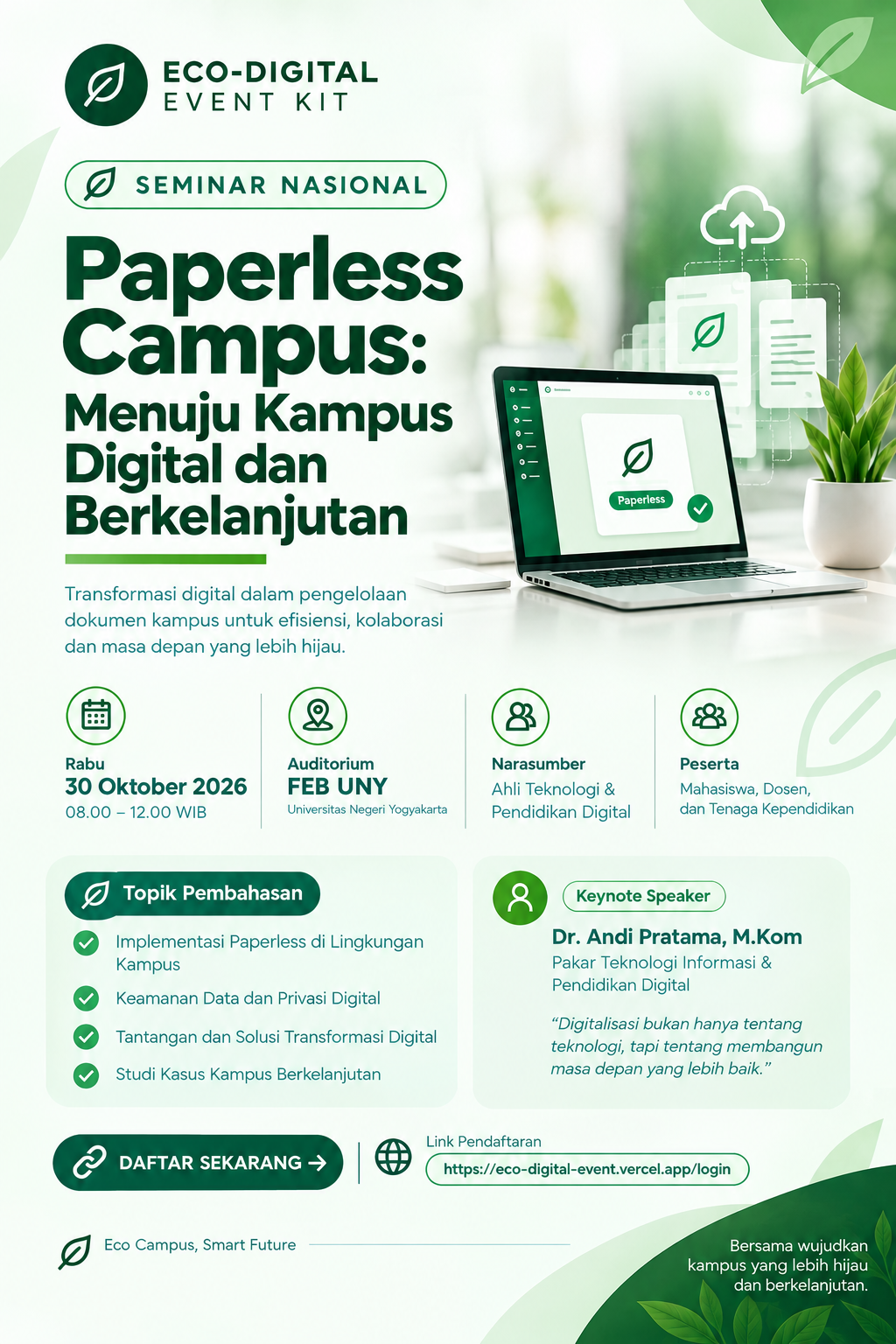 Poster Seminar Nasional Paperless Campus: Menuju Kampus Digital dan Berkelanjutan